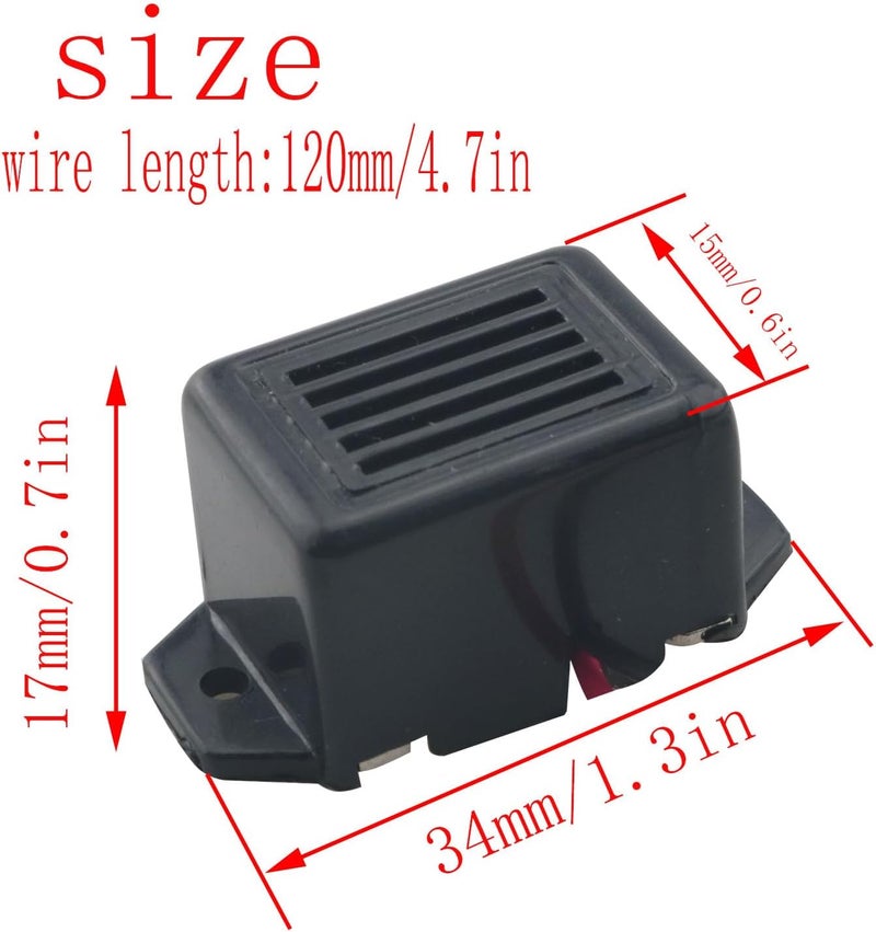 CHENJIN 2PCS Electronic Buzzer Alarm 12V 400Hz Plastic Buzzer Continuous Audible Loud Tone Piezo Alarm for Computer Printer Copier Audible Device Black - Image 2